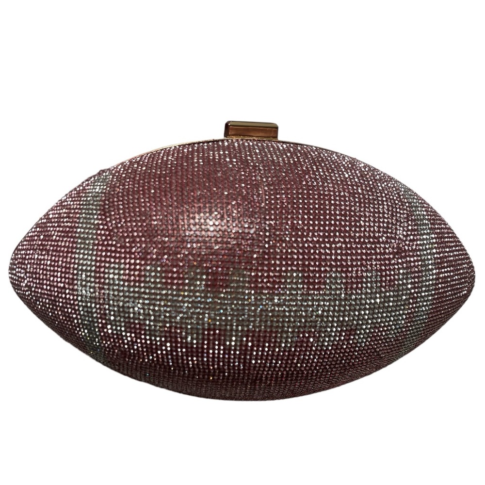 Pink NFL PINK Football Shape Evening Bag Rhinestone. Purse Clutch Handbag